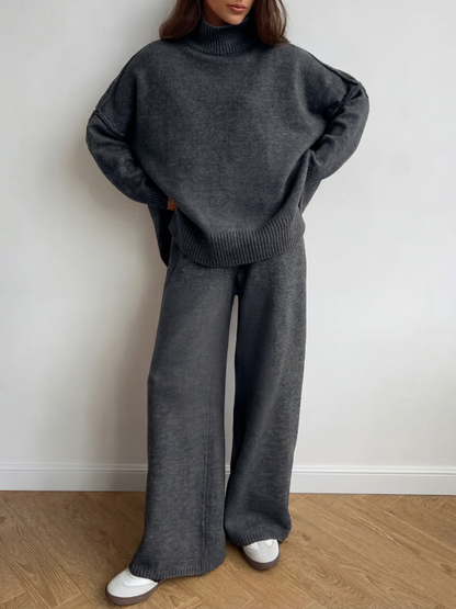 BEATRIX™ – Turtleneck Sweater & Wide Leg Pants Two-Piece Set