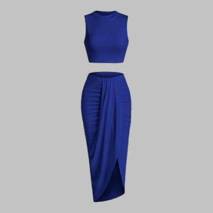 MANUELA™ - Elegant Pleated Slit Long Skirt Set
