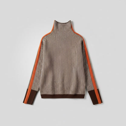 Elara | Contrast Striped Roll Neck Sweater