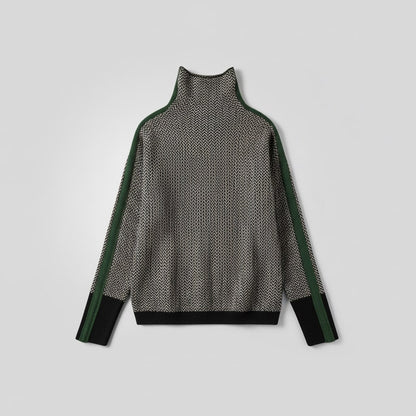 Elara | Contrast Striped Roll Neck Sweater